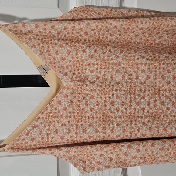 Elegant Peach Colored Patterned Dress - Picture 2 of 7